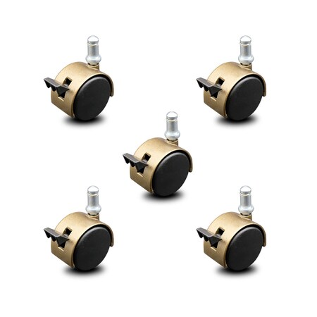 Service Caster 2 Inch Antique Brass Hooded Nylon Wheel Grip Ring Chair Caster with Brake, 5PK SCC-GR02S50D-NYS-WA-B-716X78-5